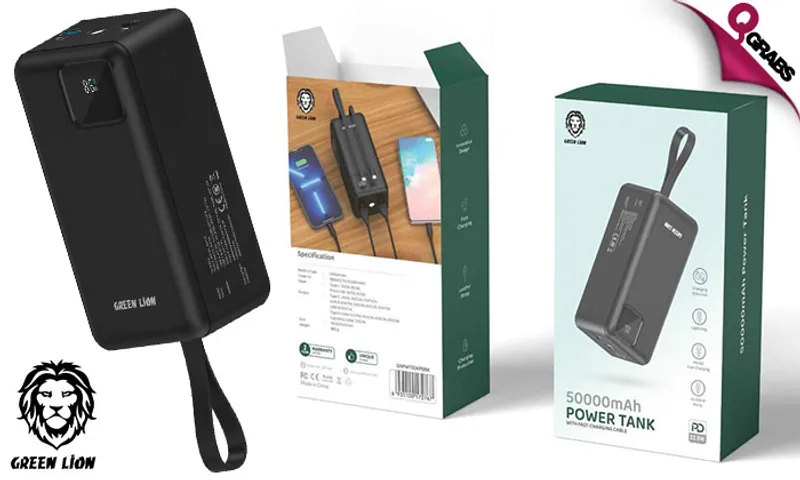 Multi-Port 50000mAh Power Bank with Fast-Charging Cable!